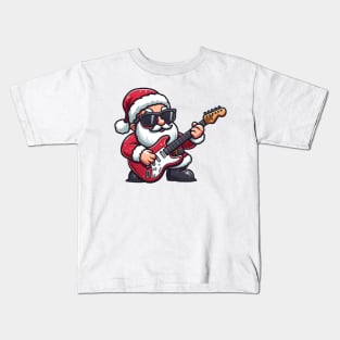 Santa Claus Playing Electric Guitar Kids T-Shirt